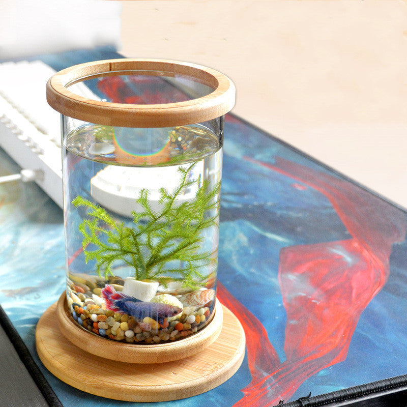 Aquarium Bamboo Base Mini Fish Tank