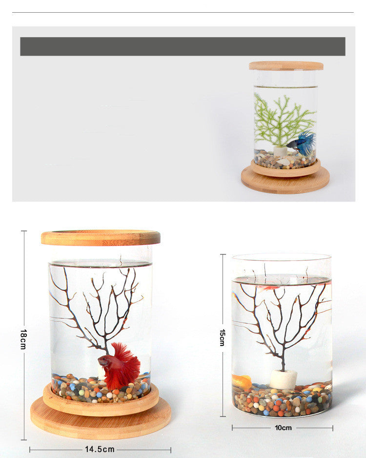 Aquarium Bamboo Base Mini Fish Tank