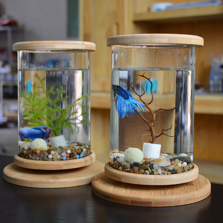 Aquarium Bamboo Base Mini Fish Tank