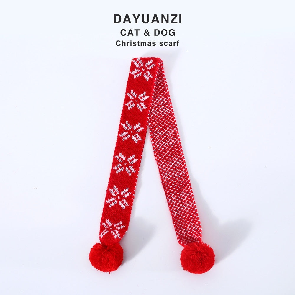 Pet Snowflake Santa Claus Scarf Warm Hat