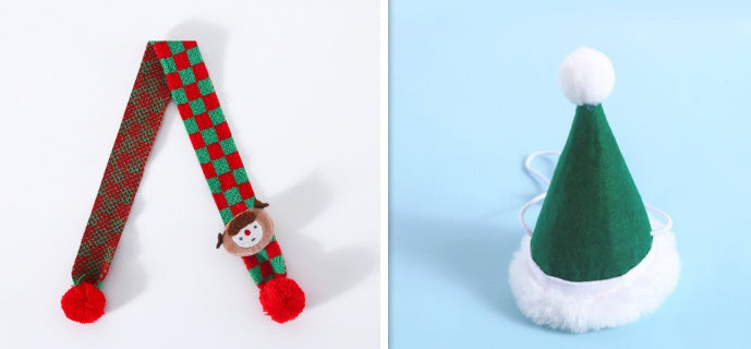 Pet Snowflake Santa Claus Scarf Warm Hat
