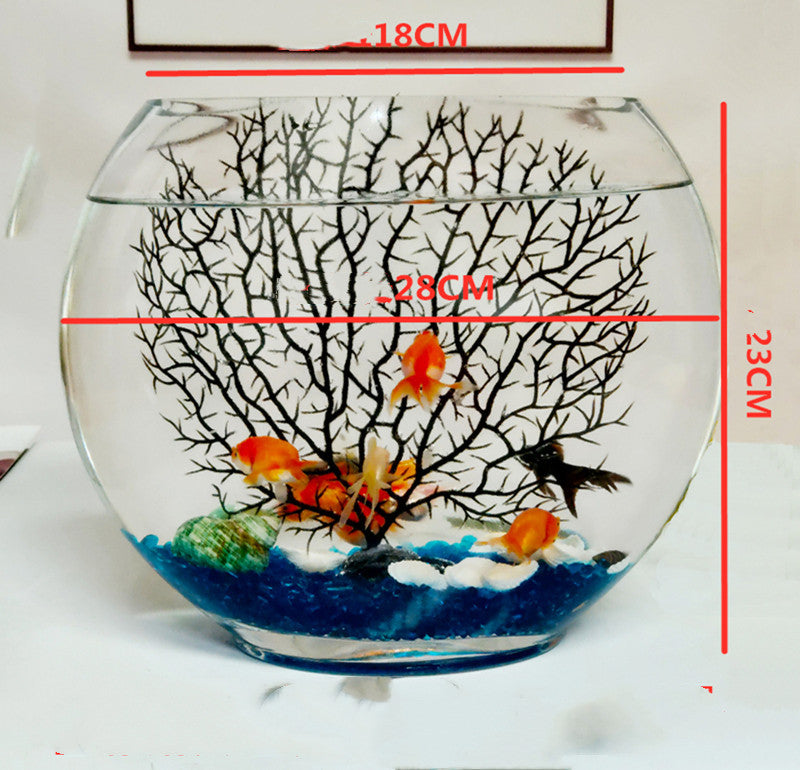 Desktop Mini Flat Oval Glass Fish Tank