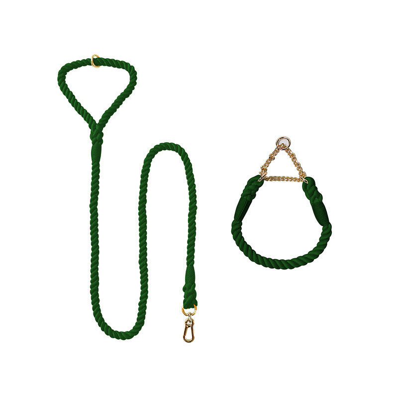 Woven Cotton Pet Dog Leash Collar Set