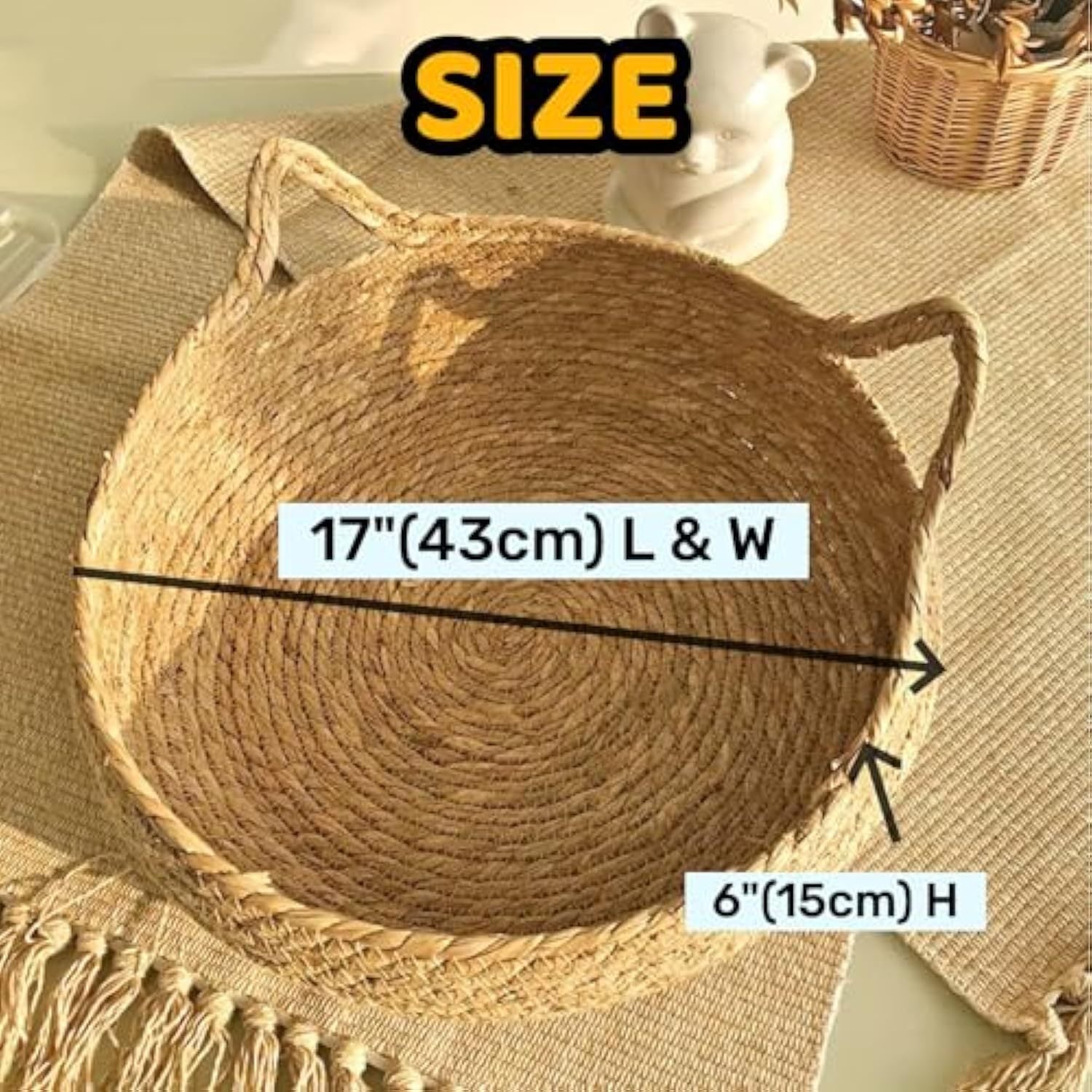 Natural Woven Cat Bed With Soft Cushion