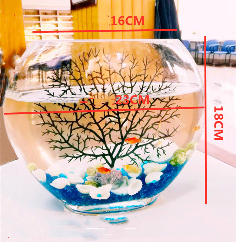 Desktop Mini Flat Oval Glass Fish Tank